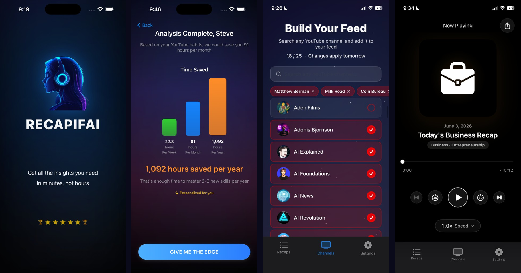 Recapifai app screenshots